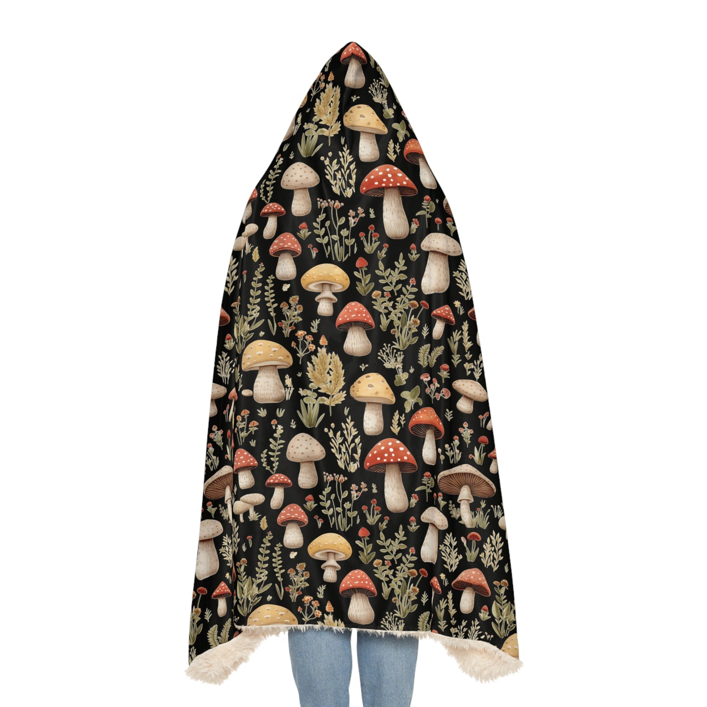 Cottagecore Sherpa Mushroom Hoodie Blanket