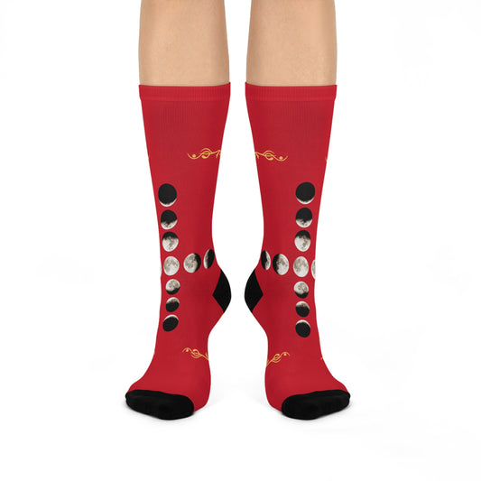 Moon Phase Socks (Red)